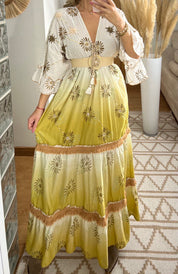 Bohemian Maxi Dress with Tie-Dye Effect